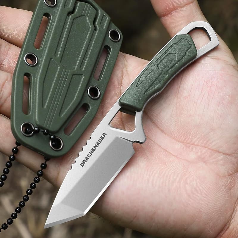 Drachenader Tanto-Messer – Kleines Fulltang-Outdoormesser mit Kunststoffscheide