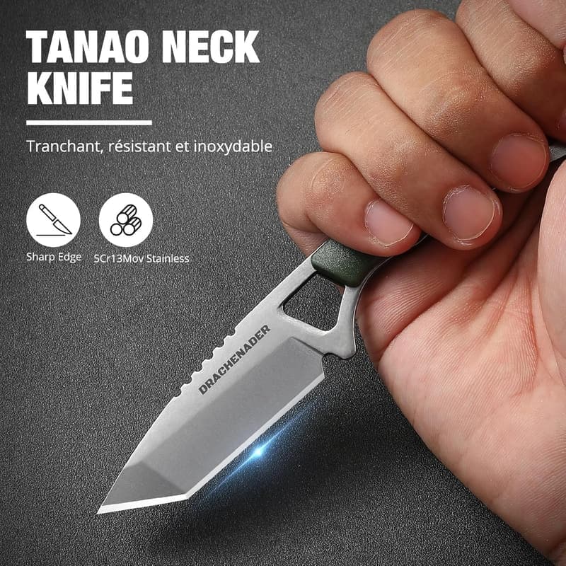 Drachenader Tanto-Messer – Kleines Fulltang-Outdoormesser mit Kunststoffscheide