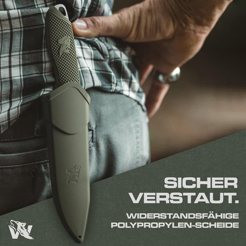 WHUNTER 2 Jagdmesser D2 Stahl mit Aufbrechhaken für Outdoor-Aktivitäten