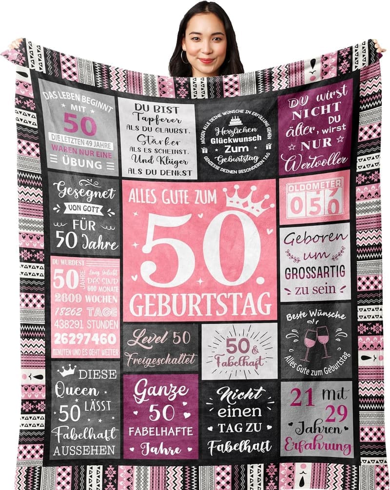 50. Geburtstag Geschenk für Frauen – Decke 150x130 cm