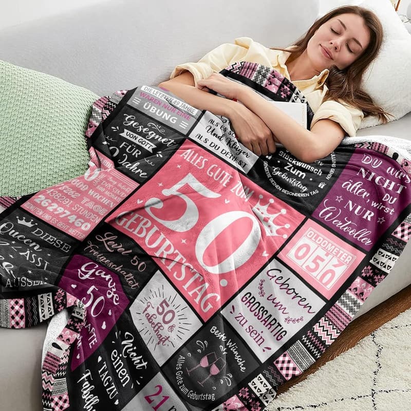 50. Geburtstag Geschenk für Frauen – Decke 150x130 cm