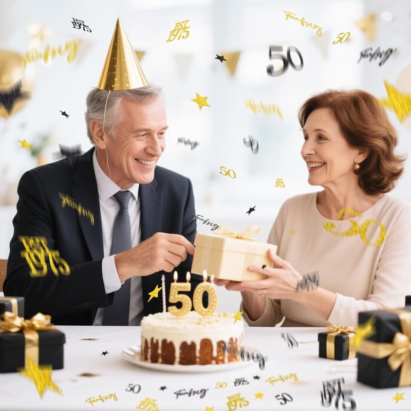 50. Geburtstag Tischdeko - 150 Stück Glitzer Konfetti Schwarz Gold