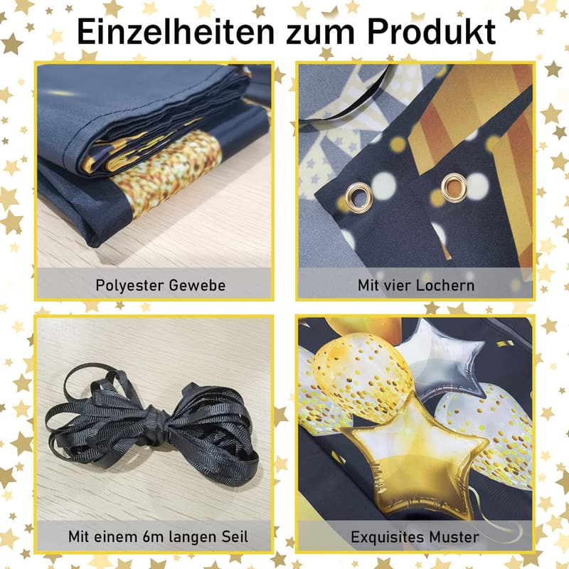 Glitzerbanner zum 50. Geburtstag für Männer und Frauen, 300x50 cm