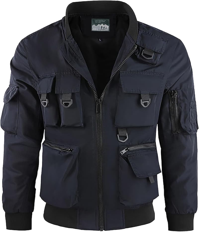 Sportliche Herren Cargo Freizeitjacke mit Stehkragen und Taschen