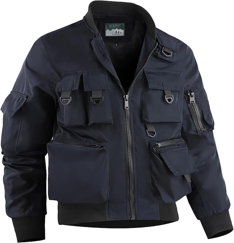 Sportliche Herren Cargo Freizeitjacke mit Stehkragen und Taschen
