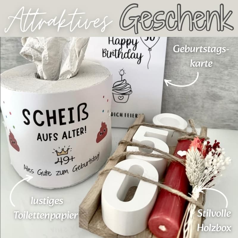 50. Geburtstag Geschenk für Frauen - Lustiges Toilettenpapier mit Spruch