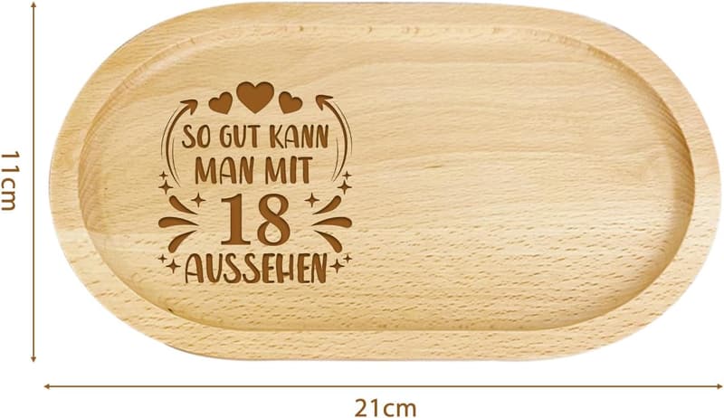 Ovale Holzserviertablett mit Gravur zum 50. Geburtstag für Frauen und Männer