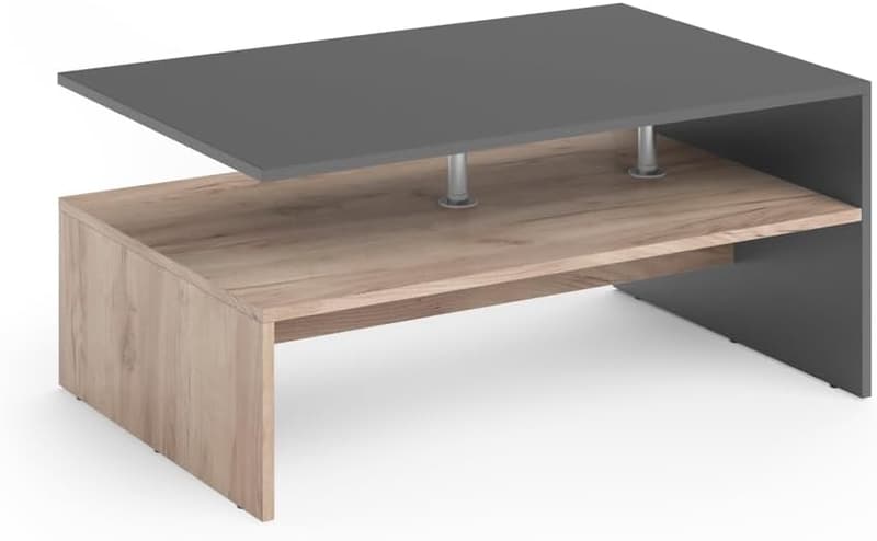 Couchtisch Amato in Anthrazit/Sandeiche mit Ablage, 90 x 60 cm