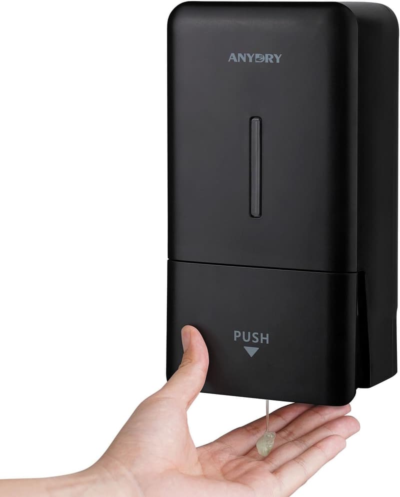 Manueller Wand-Seifenspender 800 ml mit Sichtfenster – für Haushalt und Gewerbe – Schwarz