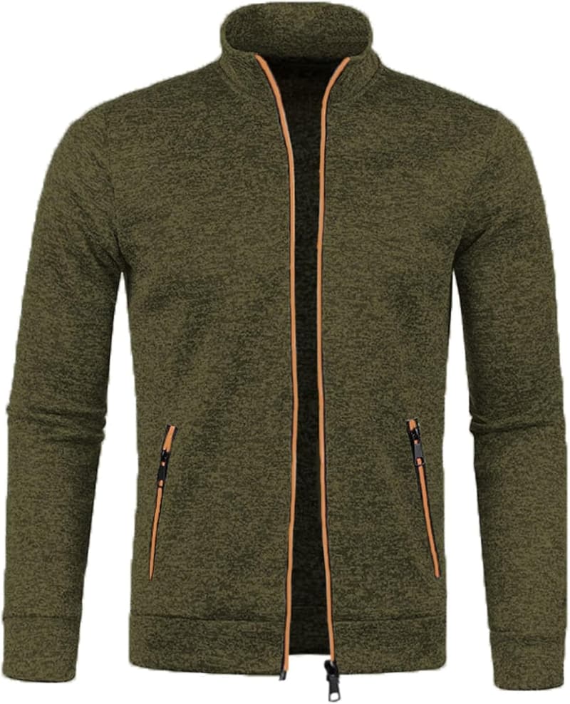 Klassische Herren-Sweatjacke mit Stehkragen und Taschen