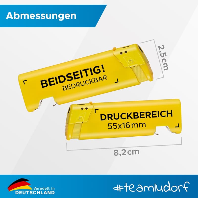 Personalisierte gelbe Feuerzeuge mit Flaschenöffner - 50 Stück für Promotions