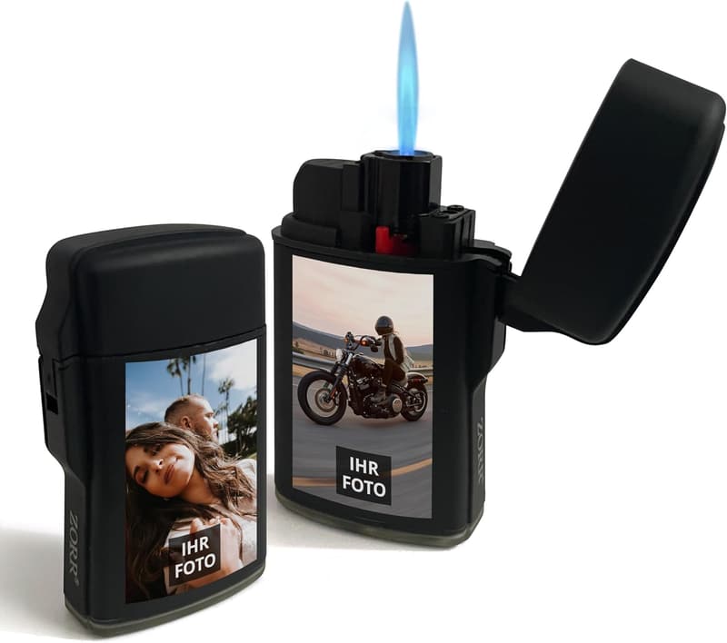 Personalisierbares Jet-Flame Sturmfeuerzeug mit Foto-Druck