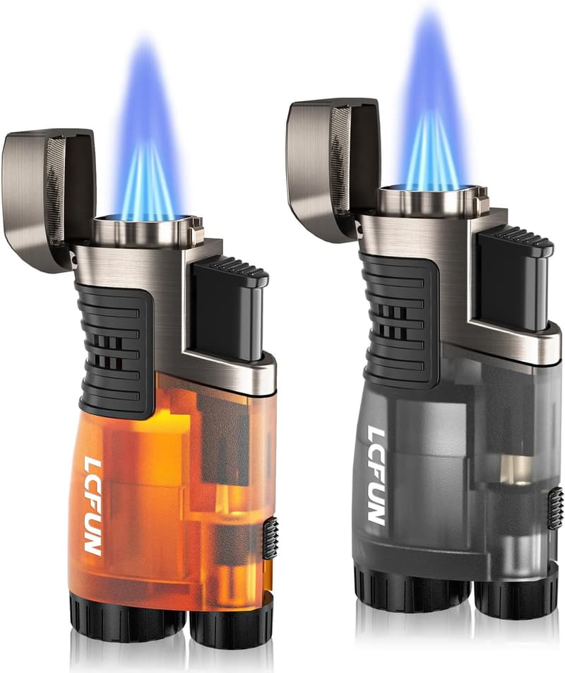 Butan Jetflamme Feuerzeug 3 Flammen – 2er Set, winddicht für Küche & Camping