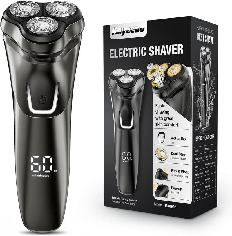 Kabelloser Elektrorasierer für Männer - Nass/Trocken, IPX6 wasserdicht, USB-Aufladung