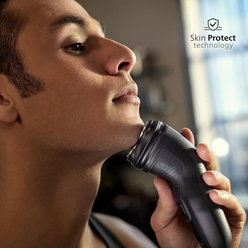 Philips Rasierer Series 3000X – Elektrischer Nass- und Trockenrasierer für Männer, Schwarz, mit SkinProtect-Technologie