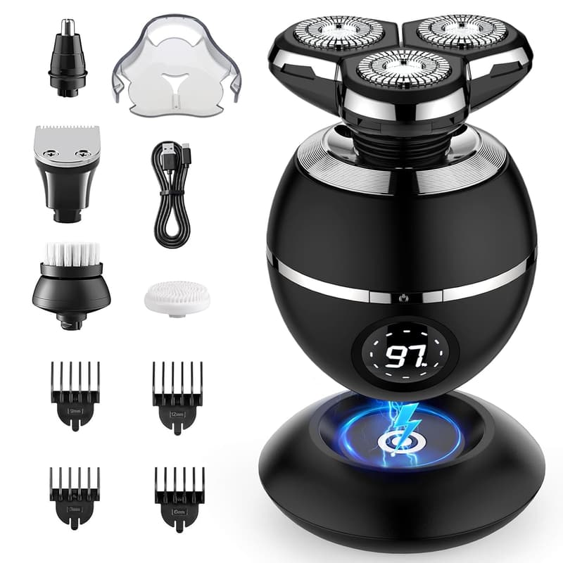 Elektrischer 5-in-1 Rasierer für Herren, kabellos, wasserdicht IPX7
