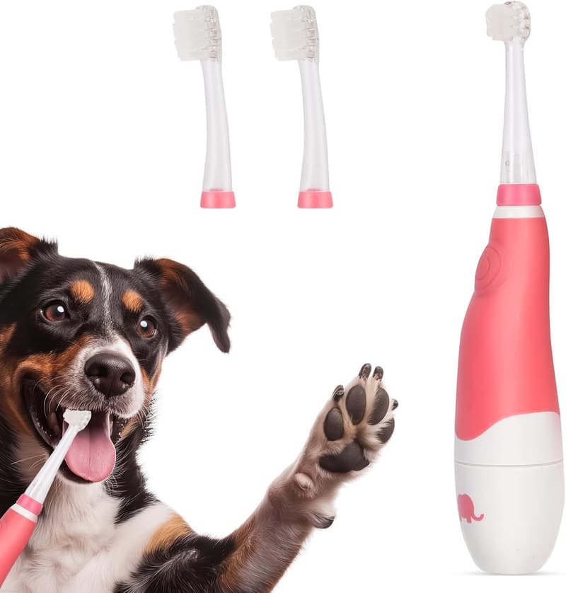 Elektrische Zahnbürste für kleine Hunde und Katzen, mit weichen Borsten und Suchlicht