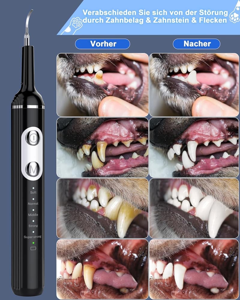 Ultraschall Zahnreiniger für Hunde mit LED-Licht und Zahnbürste