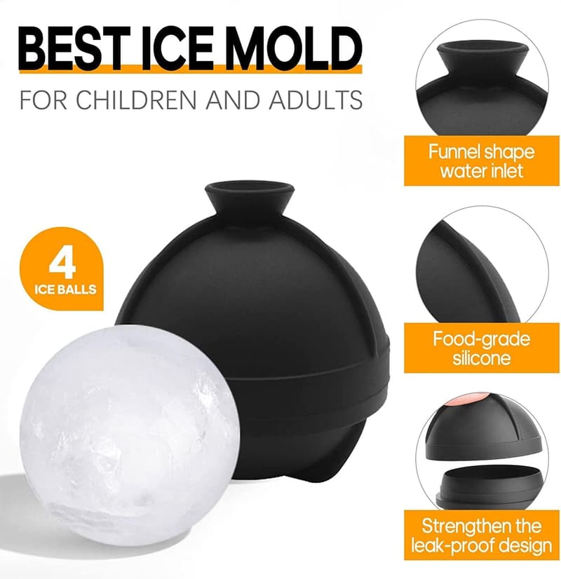 Wiederverwendbare Silikon-Eiswürfelform mit Deckel – 4er-Pack, BPA-frei