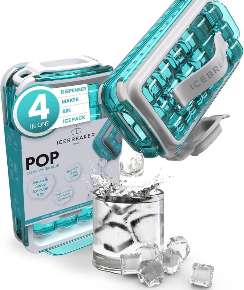 Hygienische Eiswürfelform aus Silikon mit Deckel für 18 Eiswürfel