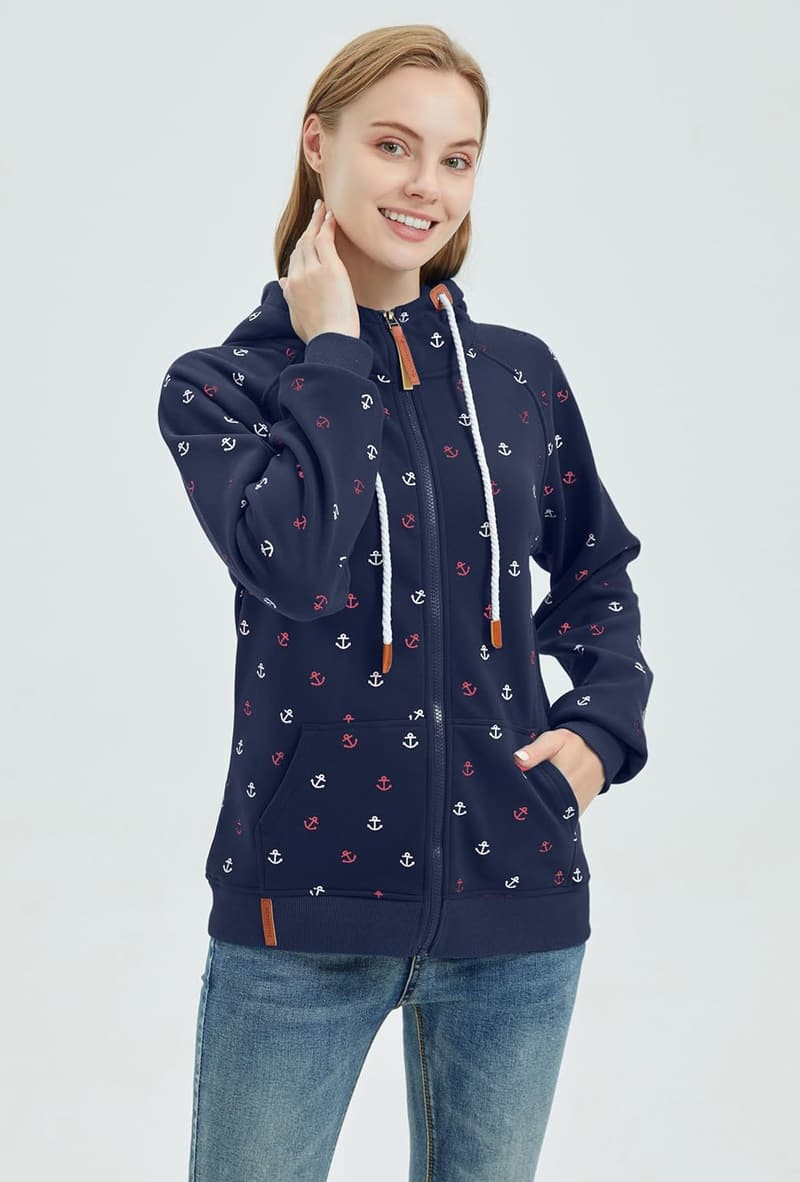 Damen Hoodie Sweatjacke mit Reißverschluss für Alltag und Freizeit