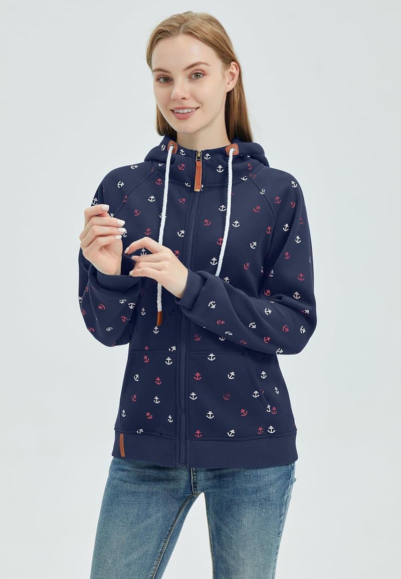 Damen Hoodie Sweatjacke mit Reißverschluss für Alltag und Freizeit