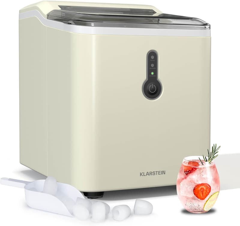 Klarstein Eiswürfelmaschine für Partys – 12 kg/24 h, tragbar, transparent