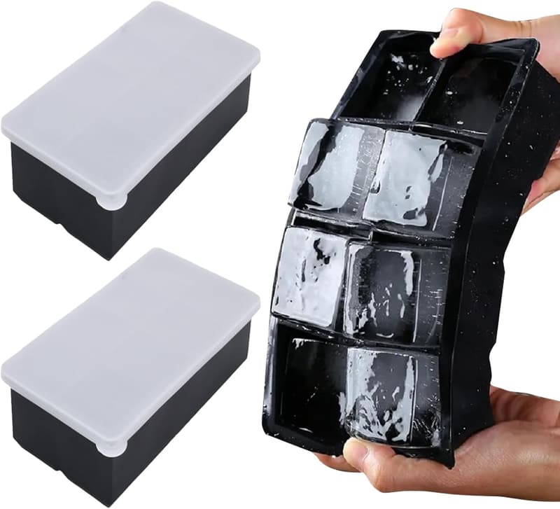 Flexible Silikon-Eiswürfelform mit Deckel – für Getränke und Cocktails
