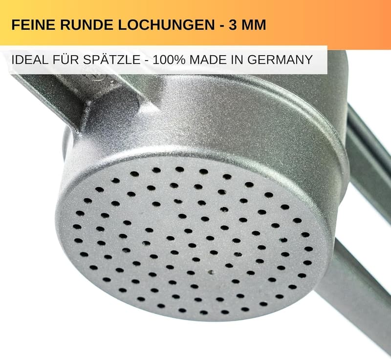 Spätzlepresse mit 3 mm Loch - Ideal für Spätzle & Kartoffelpüree - Made in Germany