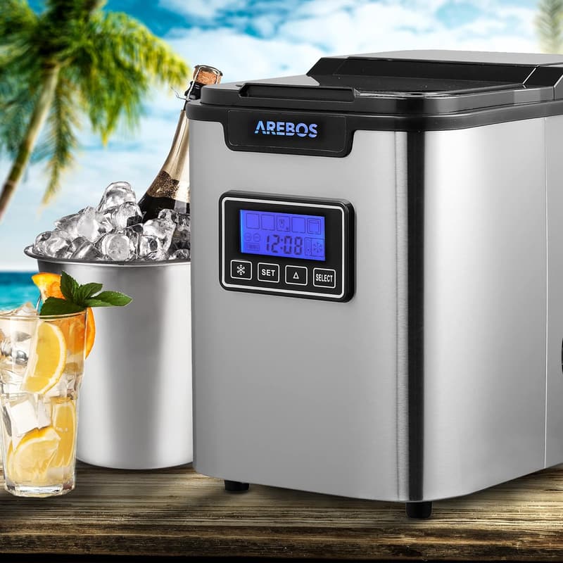 Arebos Eiswürfelmaschine mit Timer und Selbstreinigungsfunktion