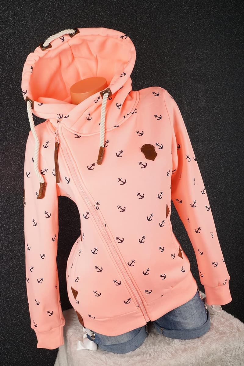 Damen Hoodie Sweatjacke XXL mit Kapuze und Fleece-Futter