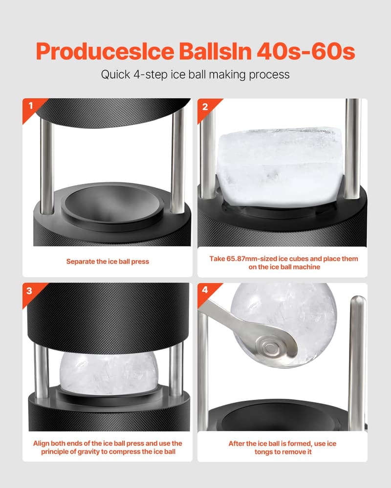 Eiskugelformer Set aus Aluminium für Cocktails und Partys