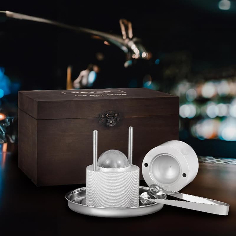 Eiskugelpresse 60 mm mit Tropfschale und Zange - für Whisky und Cocktails
