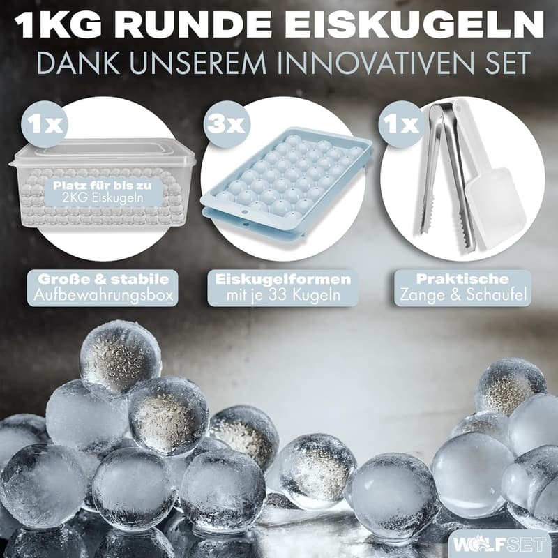 Eiswürfelform rund für 99 Kugeln – Perfekt für Cocktails