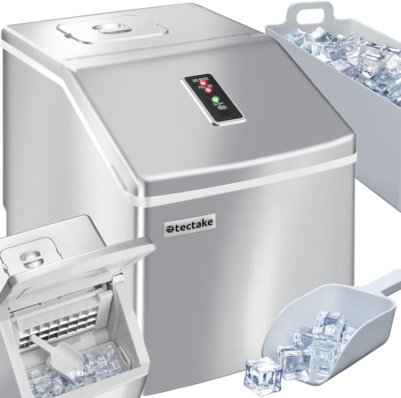 Eiswürfelmaschine für klare Eiswürfel, 13 kg/24 Std., Silber