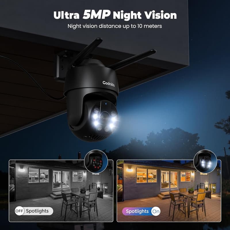 WLAN Außen Überwachungskamera 5MP mit Bewegungsmelder und Nachtsicht