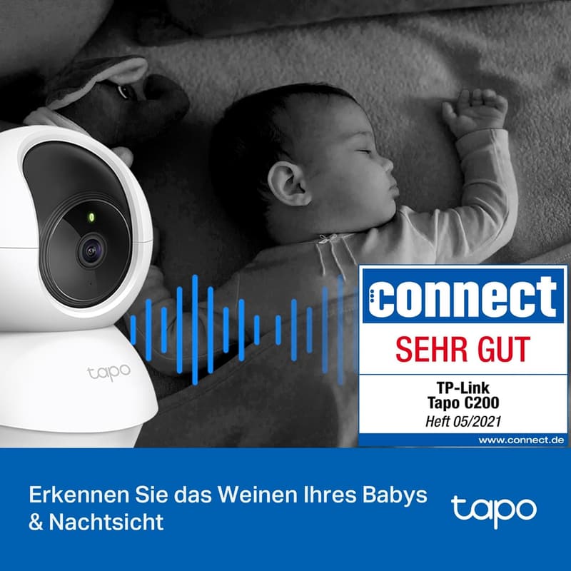 360° WLAN-Überwachungskamera für Innenräume, FHD 1080P, Nachtsicht, für Haustiere