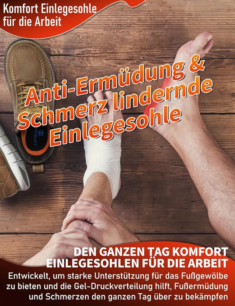 Orthopädische Einlegesohlen mit hohem Fußgewölbe für Plattfüße und Plantarfasziitis