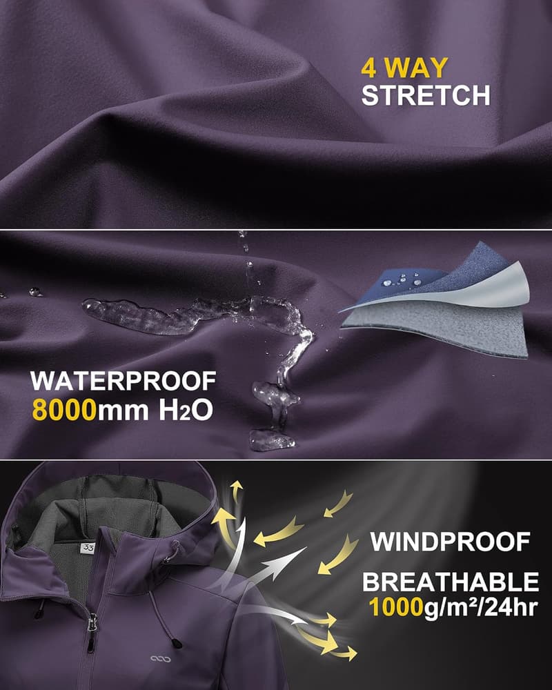 Wasserdichte Softshelljacke für Damen – Leicht, atmungsaktiv, ideal zum Sport