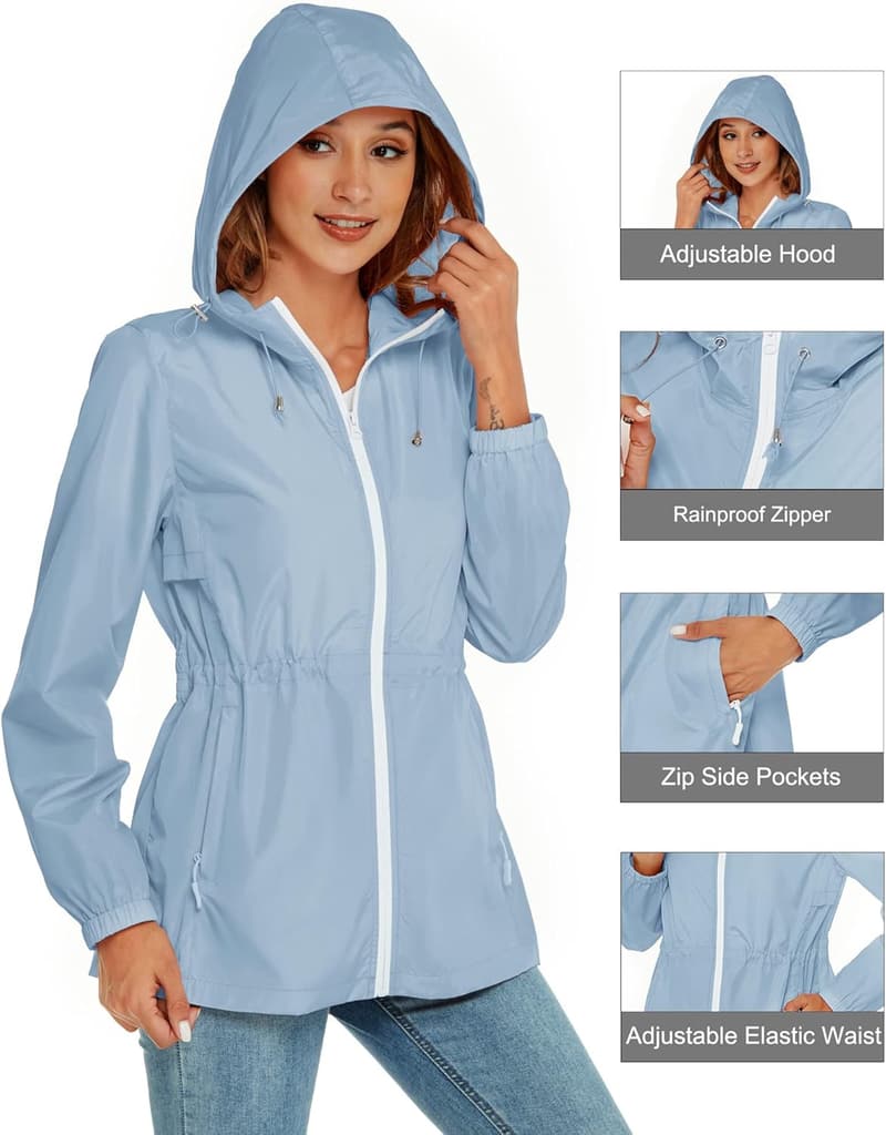 Leichte und atmungsaktive Damen Regenjacke für Outdoor-Aktivitäten