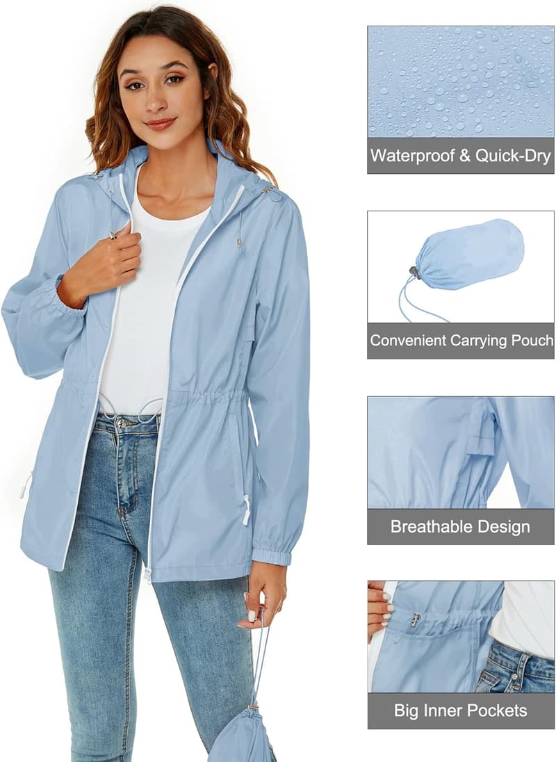 Leichte und atmungsaktive Damen Regenjacke für Outdoor-Aktivitäten