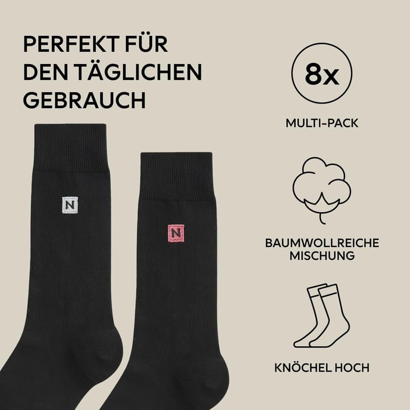 NEXT Herren Socken mit Stickerei und Frische, 8er Pack
