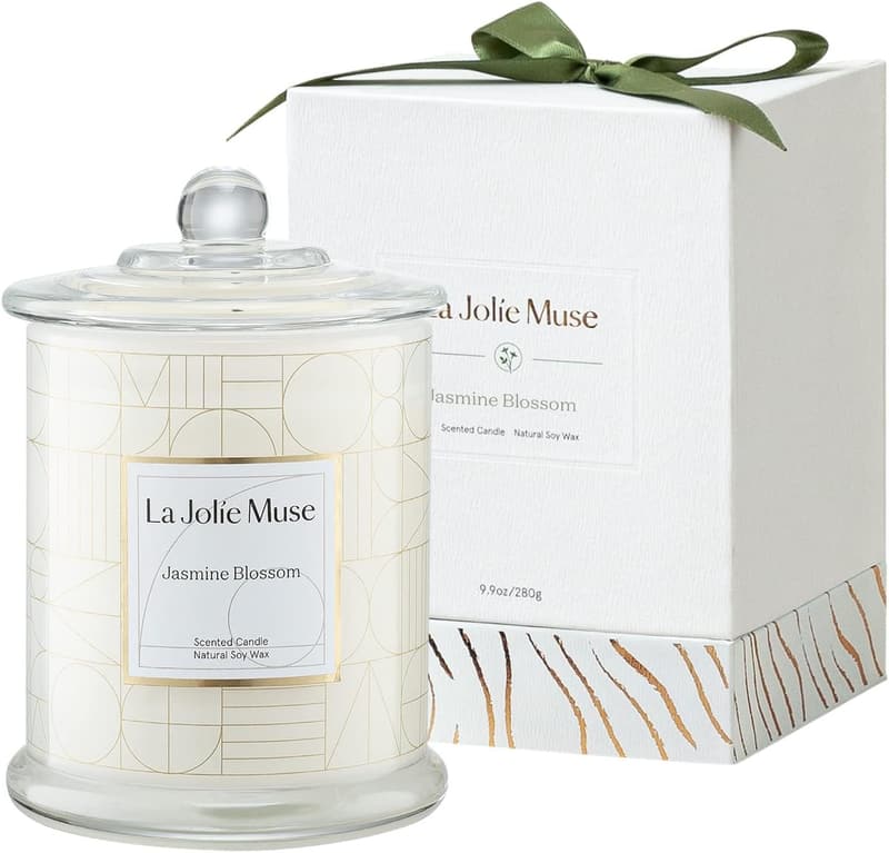 Jasmin Duftkerze aus Sojawachs im Glas, 280g, Geschenk für Frauen