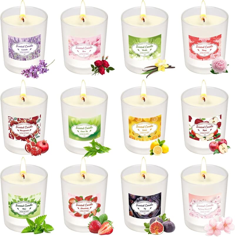 Duftkerzen Geschenkset für Frauen | 12 Sojawachs Kerzen, 180 Std. Brenndauer