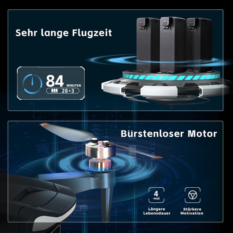 CHUBORY A77 Drohne mit 4K Kamera und 84 min Flugzeit