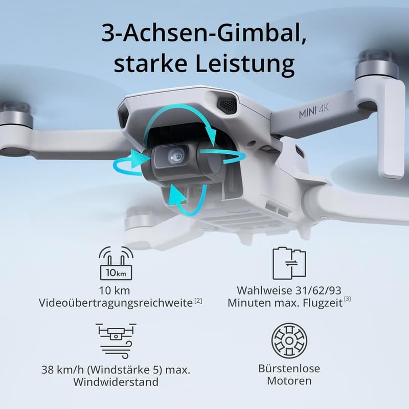 DJI Mini 4K Drohne mit 4K Kamera, 31 Min Flugzeit, 249 g