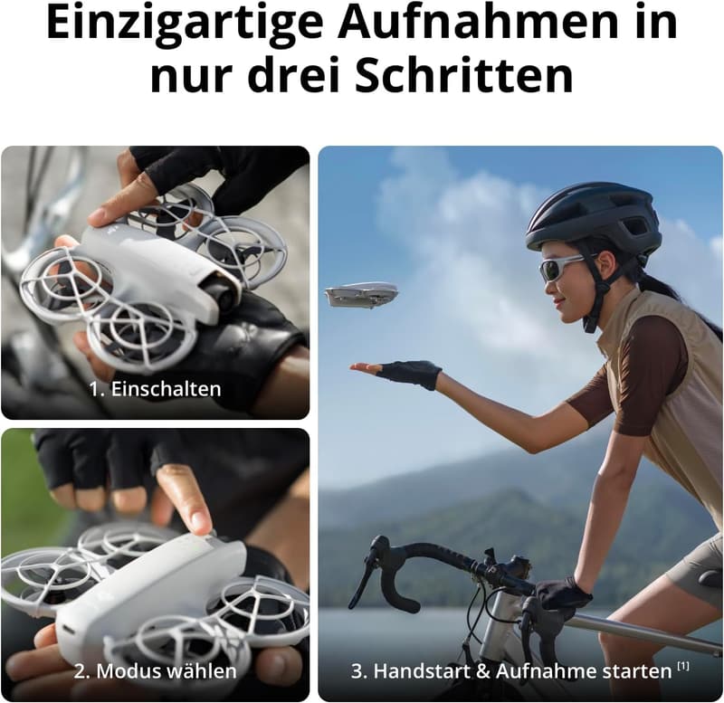 DJI Neo Motion Fly More Combo – 4K UHD-Drohne für Erwachsene mit Handflächstart und 3 Akkus