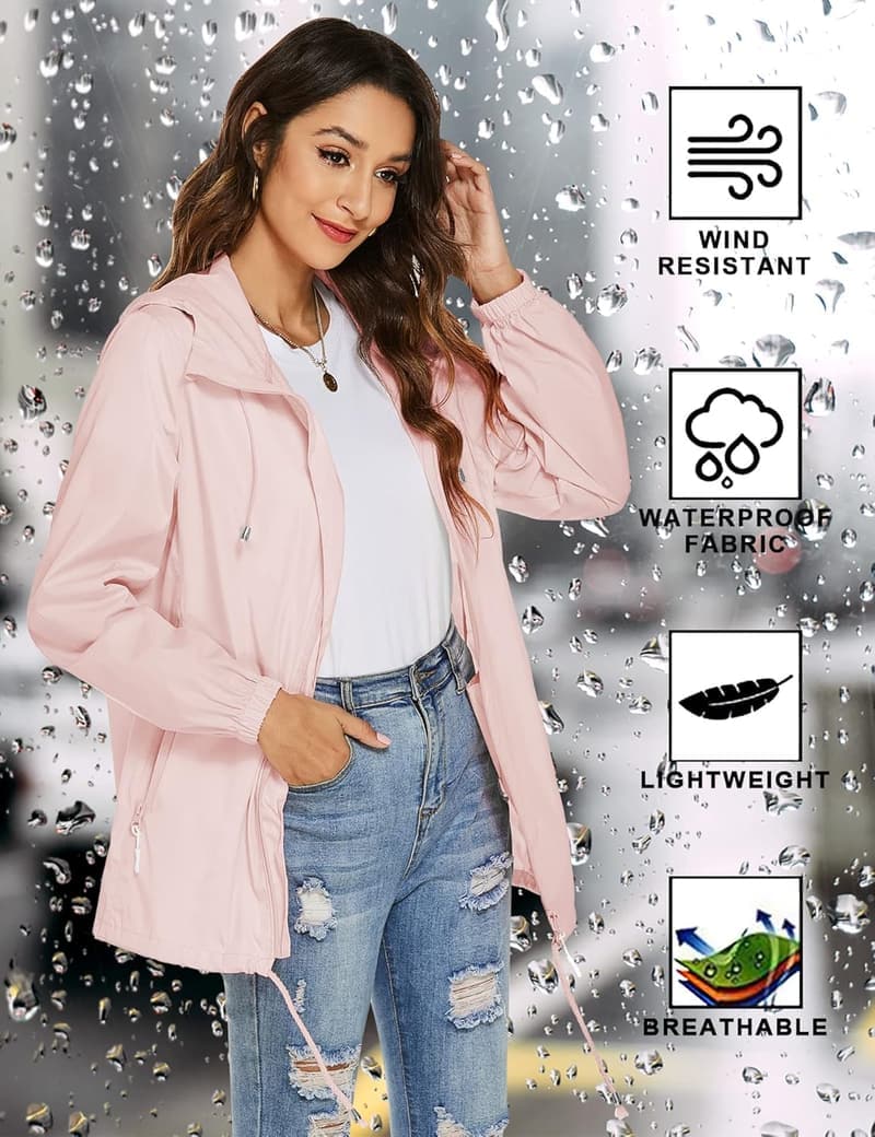 Leichte, wasserdichte Damen-Regenjacke für Reisen und Radfahren