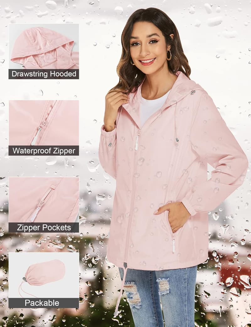 Leichte, wasserdichte Damen-Regenjacke für Reisen und Radfahren