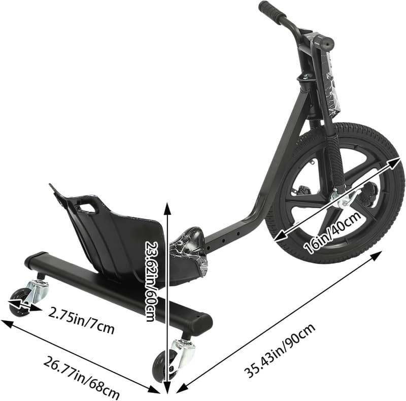 Drift-Trike für Kinder, 16 Zoll, mit Lichtern, bis 100 kg belastbar